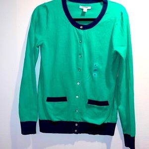 Old Navy Colorblock Cardigan, Imperial Jade and Navy, front pockets, NWT, Sz: M